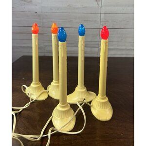Lot 5 Vintage Electric Window Indoor Drip Candle Christmas Candoliers Ivory 9" t